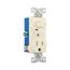 Commercial Combo Switch, Auto-Grnd, Neon Pilot, #14-#12 Awg 15A 120V Switch, 125V Recept, Almond, TR274A