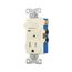 Commercial Combo Switch, Auto-Grnd, Neon Pilot, #14-#12 Awg 15A 120V Switch, 125V Recept, Almond, TR274A