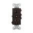 Commercial Combo Switch, Auto-Grnd, Neon Pilot, #14-#12 Awg 15A 120V Switch, 125V Recept, Brown, TR274B