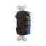 Commercial Combo Switch, Auto-Grnd, Neon Pilot, #14-#12 Awg 15A 120V Switch, 125V Recept, Brown, TR274B