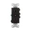 Commercial Combo Switch, Auto-Grnd, Neon Pilot, #14-#12 Awg 15A 120V Switch, 125V Recept, Black, TR274BK