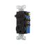 Commercial Combo Switch, Auto-Grnd, Neon Pilot, #14-#12 Awg 15A 120V Switch, 125V Recept, Black, TR274BK