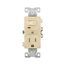 Commercial Combo Switch, Auto-Grnd, Neon Pilot, #14-#12 Awg 15A 120V Switch, 125V Recept, Ivy, TR274V