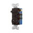 Commercial Combo Switch,Auto-Grnd, #14-#12Awg 20A, 20A Recept, 120V Switch, 125V Recept, Brown, TR291B