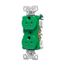 Arrow Hart Heavy-Duty Industrial Duplex Receptacle, #14-10 Awg 15A 125V, Green, Dual, TR5262CDGN