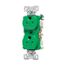 Arrow Hart Heavy-Duty Industrial Duplex Receptacle, #14-10 Awg 15A 125V, Green, Half, TR5262CHGN