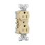 Arrow HartIndustrial Duplex Receptacle, Half Control, #14-10 Awg 15A 125V, Ivory, 2-Pole, TR5262CHV