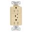 Tvss Receptacle, Led Indicat & Alarm, #14-#10 Awg 15A, 840J, Ivory, Straight Blade, TR5262VS-SP-L
