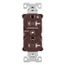 Arrow HartIndustrial Duplex Receptacle, Half Control, #14-10 Awg 20A 125V, Brown, 2-Pole, TR5362CHB