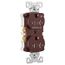 Arrow HartIndustrial Duplex Receptacle, Half Control, #14-10 Awg 20A 125V, Brown, 2-Pole, TR5362CHB