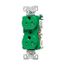 Arrow Hart Heavy-Duty Industrial Duplex Receptacle, #14-10 Awg 20A 125V, Green, Half, TR5362CHGN
