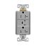 Tvss Receptacle, Led Indicat & Alarm, #14-#10 Awg 20A, 840J, 2 Recept, Gray, Brs, Straight Blade, TR5362GYS