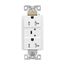 Tvss Receptacle, Led Indicat & Alarm, #14-#10 Awg 20A, Bk & Sd Wire, 840J, White Straight Blade, TR5362WS