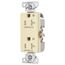 Commercial Duplex Receptacle, Dual Control, #14-10 Awg 20A 125V, Almond, 2-Pole 3-Wire, TR6352CDA