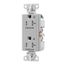 Commercial Duplex Receptacle, Dual Control, #14-10 Awg 20A 125V, Gray, 2-Pole 3-Wire, TR6352CDGY
