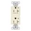 Commercial Duplex Receptacle, Dual Control, #14-10 Awg 20A 125V, Light Almond, 2-Pole 3-Wire, TR6352CDLA