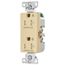 Commercial Duplex Receptacle, Dual Control, #14-10 Awg 20A 125V, Ivory, 2-Pole 3-Wire, TR6352CDV