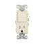 Commercial Combo Switch, Auto-Grnd, #14-#12 Awg 15A 120/277V Switch, 125V Recept, Rocker, Almond, TR7730A