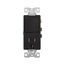 Commercial Combo Switch, Auto-Grnd, #14-#12 Awg 15A 120/277V Switch, 125V Recept, Rocker, Black, TR7730BK