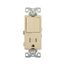 Commercial Combo Switch,Auto-Grnd, #14-#12Awg 15A 120/277V Switch, 125V Recept, Rocker, Ivy, TR7730V
