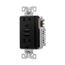 Combination 3.6A Usb Charger With Duplex Receptacle, 15A, 125V, Bk, TR7765BK-BOX