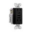 Combination 3.6A Usb Charger With Duplex Receptacle, 15A, 125V, Bk, TR7765BK-BOX