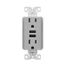 Combination 3.6A Usb Charger With Duplex Receptacle, 15A, 125V, Gy, TR7765GY-BOX
