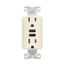 Combination 3.6A Usb Charger With Duplex Receptacle, 15A, 125V, La, 3-Wire, 2-Pole, TR7765LA-KB-L