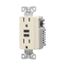 Combination 3.6A Usb Charger With Duplex Receptacle, 15A, 125V, La, 3-Wire, 2-Pole, TR7765LA-KB-L