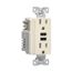 Combination 3.6A Usb Charger With Duplex Receptacle, 15A, 125V, La, 3-Wire, 2-Pole, TR7765LA-KB-L