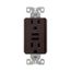 Combination 3.6A Usb Charger With Duplex Receptacle, 15A, 125V, Rb, TR7765RB-KB-L