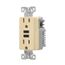 Combination 3.6A Usb Charger With Duplex Receptacle, 15A, 125V, V, #12-14 Awg, TR7765V-KB-L