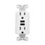 Combination 3.6A Usb Charger With Duplex Receptacle, 15A, 125V, W, 2-Pole, TR7765W-KB-L