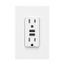 Combination 3.6A Usb Charger With Duplex Receptacle, 15A, 125V, W, 2-Pole, TR7765W-KB-L