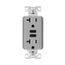 Combination 3.6A Usb Charger With Duplex Receptacle, 20A, 125V, Gy, #12-14 Awg, TR7766GY-BOX