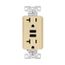 Combination 3.6A Usb Charger With Duplex Receptacle, 20A, 125V, V, TR7766V-BOX