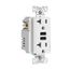 Combination 3.6A Usb Charger With Duplex Receptacle, 20A, 125V, W, #12-14 Awg, TR7766W-BOX