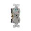 Arrow Hart Heavy-Duty Duplex Receptacle, #14-10 Awg 15A, Healthcare 125V, Gray, Pvc Body, Duplex, TR8200GY