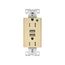 Combo Usb Charger w/ Duplex Receptacle, 15A, Flush Mount, 125V, 5 Vdc, Ivory, 2-Pole 3-Wire, TR8255V