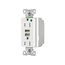 Combo Usb Charger w/ Duplex Receptacle, 15A, Flush Mount, 125V, 5 Vdc, White, 2-Pole 3-Wire, TR8255W