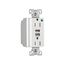 Combo Usb Charger w/ Duplex Receptacle, 15A, Flush Mount, 125V, 5 Vdc, White, 2-Pole 3-Wire, TR8255W