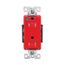 Arrow Hart Duplex Receptacle, #14-10 Awg 15A, Healthcare 125V, Red, Pvc Body, Duplex, TR8262RD