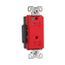 Arrow Hart Duplex Receptacle, #14-10 Awg 15A, Healthcare 125V, Red, Pvc Body, Duplex, TR8262RD