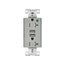 Combo Usb Charger w/ Duplex Receptacle, 20A, Flush Mount 125V, 5 Vdc, Gray, 5-20R, 2-Pole 3-Wire, TR8355GY
