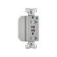 Combo Usb Charger w/ Duplex Receptacle, 20A, Flush Mount 125V, 5 Vdc, Gray, 5-20R, 2-Pole 3-Wire, TR8355GY