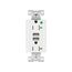 Combo Usb Charger w/ Duplex Receptacle, 20A, Flush Mount 125V, 5 Vdc, 5-20R, 2-Pole 3-Wire, TR8355W