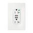 Combo Usb Charger w/ Duplex Receptacle, 20A, Flush Mount 125V, 5 Vdc, 5-20R, 2-Pole 3-Wire, TR8355W