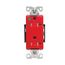 Arrow Hart Duplex Receptacle, #14-10 Awg 20A, Healthcare 125V, Red, Pvc Body, 5-20R, Duplex, TR8362RD
