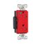 Arrow Hart Duplex Receptacle, #14-10 Awg 20A, Healthcare 125V, Red, Pvc Body, 5-20R, Duplex, TR8362RD