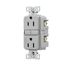 Slim Afci Receptacle, Visual Trip Indicator Light, 15A, 125 V, Afci, Gray, Pvc, 2-Pole 3-Wire, TRAF15GY